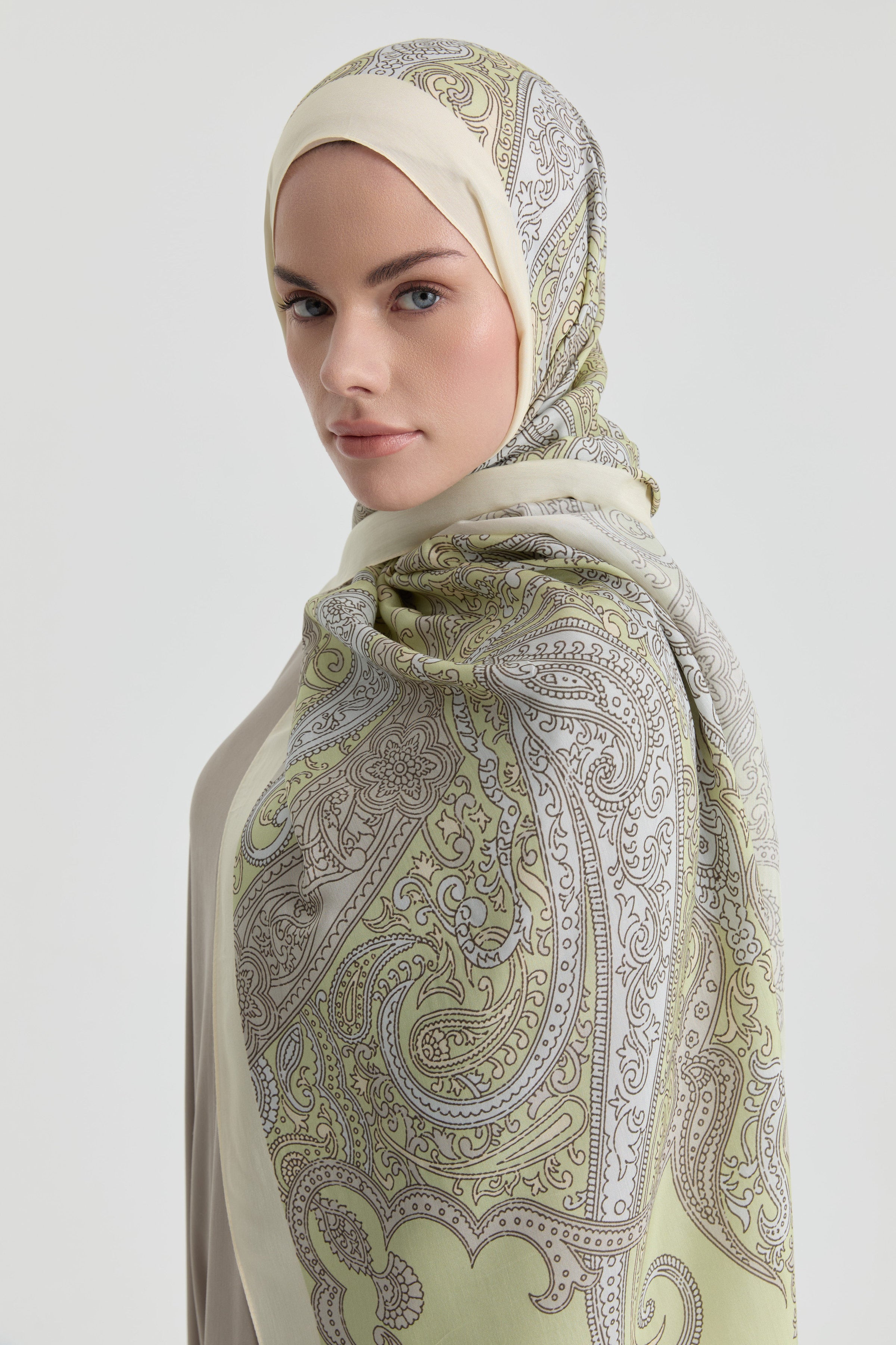 Etnik Şal Desenli Natural Şal - Mint TUGBA