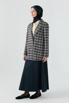 Küçük Ekoseli Ceket - Mavi TUGBA