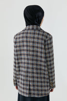 Küçük Ekoseli Ceket - Mavi TUGBA