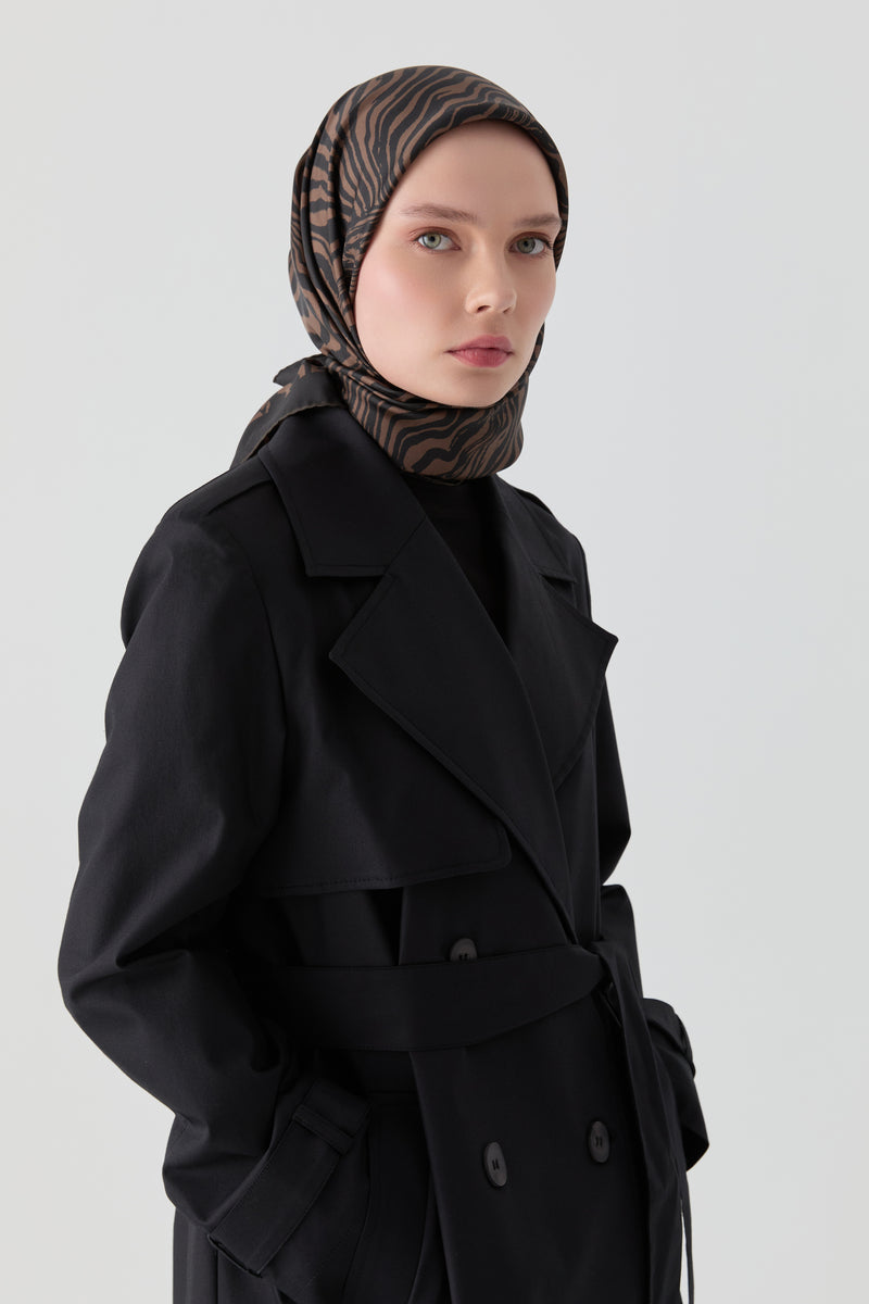 Nilda Twill İpek Eşarp - Kahve TUGBA
