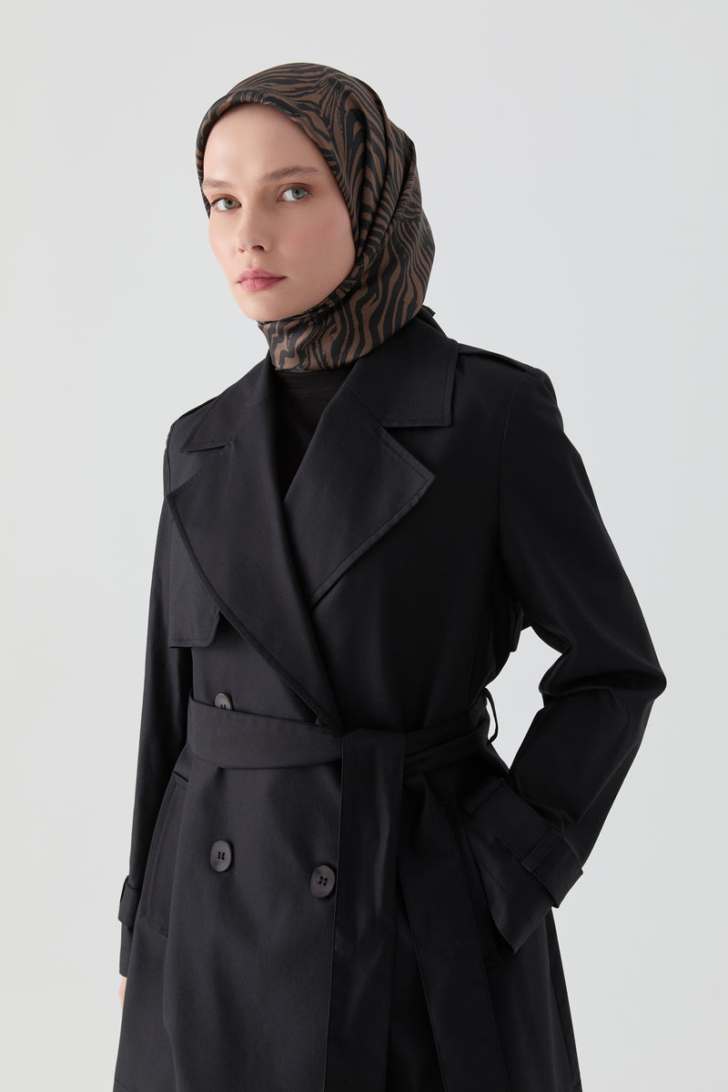 Nilda Twill İpek Eşarp - Kahve TUGBA