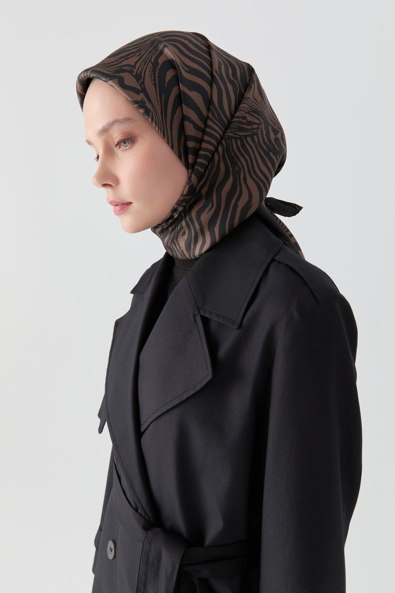Nilda Twill İpek Eşarp - Kahve TUGBA