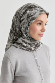 Ebru Desenli Natural Eşarp - Siyah TUGBA