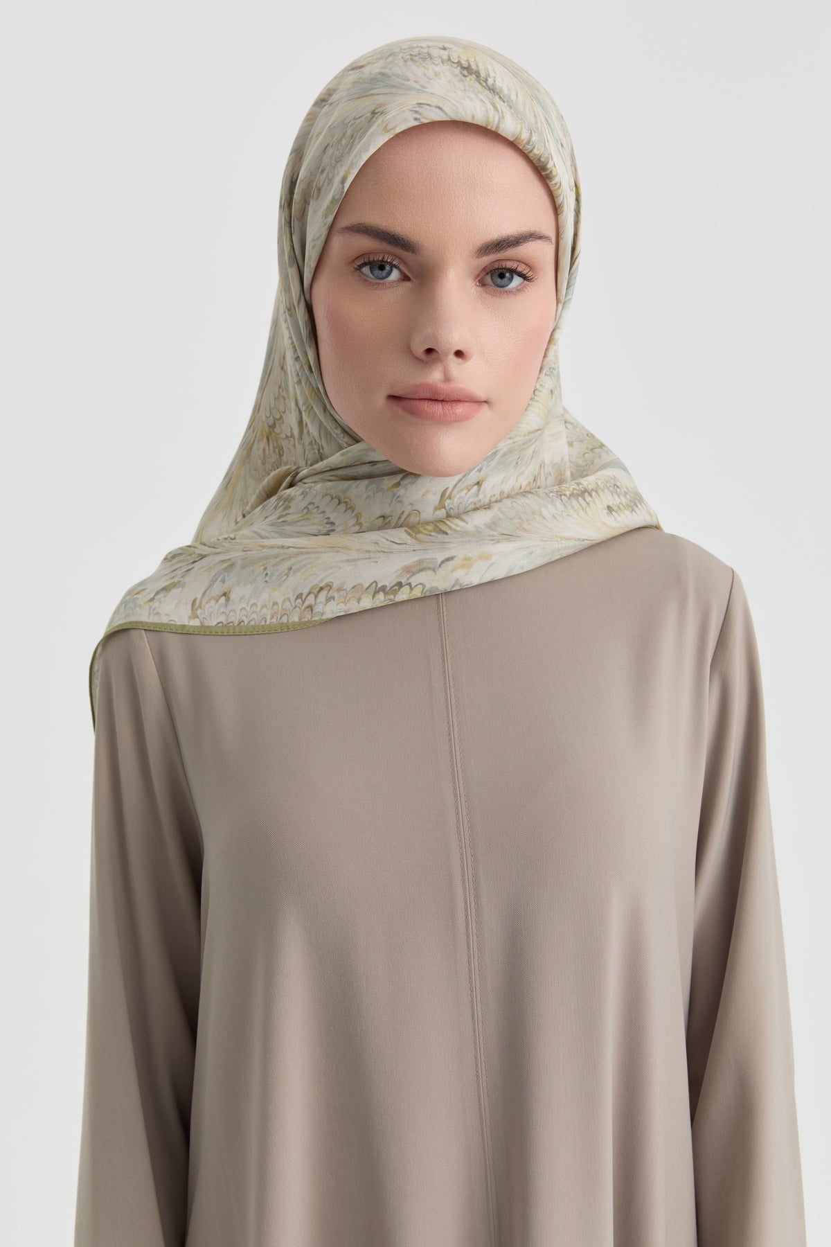 Bufanda natural con estampado jaspeado - Verde claro