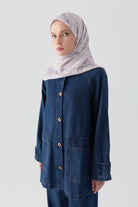 Ebru Desenli Natural Eşarp - Lila TUGBA