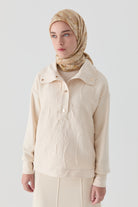 Ebru Desenli Natural Eşarp - Açık Kahve TUGBA