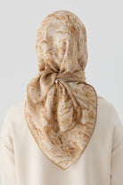 Ebru Desenli Natural Eşarp - Açık Kahve TUGBA