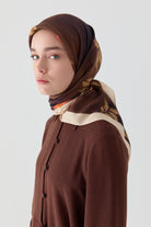 Funda Çiçek Desenli Natural Eşarp - Kahve TUGBA