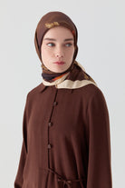 Funda Çiçek Desenli Natural Eşarp - Kahve TUGBA