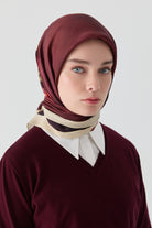 Funda Çiçek Desenli Natural Eşarp - Mürdüm TUGBA