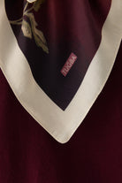 Funda Çiçek Desenli Natural Eşarp - Mürdüm TUGBA