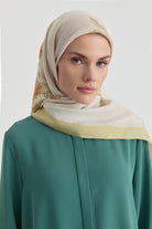 Funda Çiçek Desenli Natural Eşarp - Açık Yeşil TUGBA