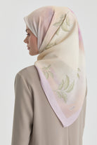 Funda Çiçek Desenli Natural Eşarp - Lila TUGBA