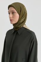 Funda Çiçek Desenli Natural Eşarp - Haki TUGBA