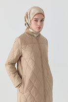 Pilot Yakalı Ribana Detaylı Kapitone Kaban - Taş TUGBA