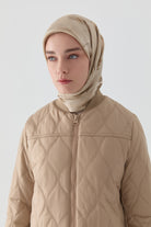 Pilot Yakalı Ribana Detaylı Kapitone Kaban - Taş TUGBA