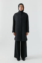 Baklava Desenli Mont - Siyah TUGBA