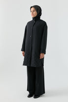 Baklava Desenli Mont - Siyah TUGBA