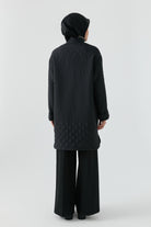 Baklava Desenli Mont - Siyah TUGBA