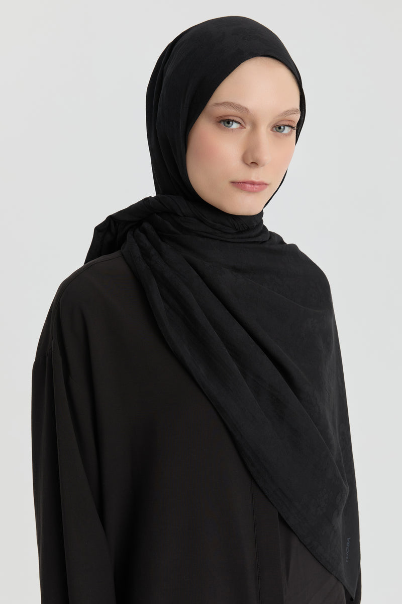 Roza Jakar Şal - Siyah TUGBA