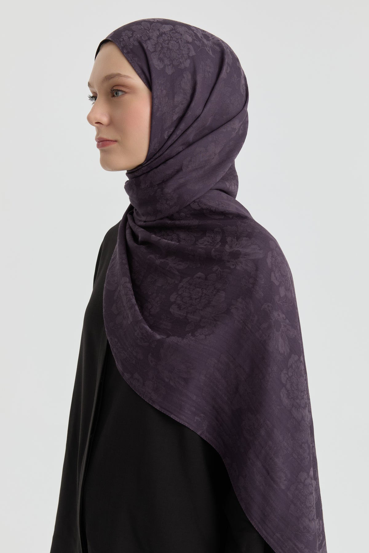 Roza Jakarlı Natural Şal - Mor