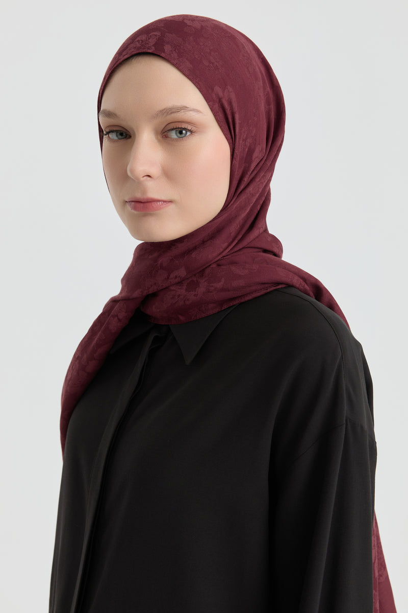 Roza Jakar Şal - Bordo TUGBA