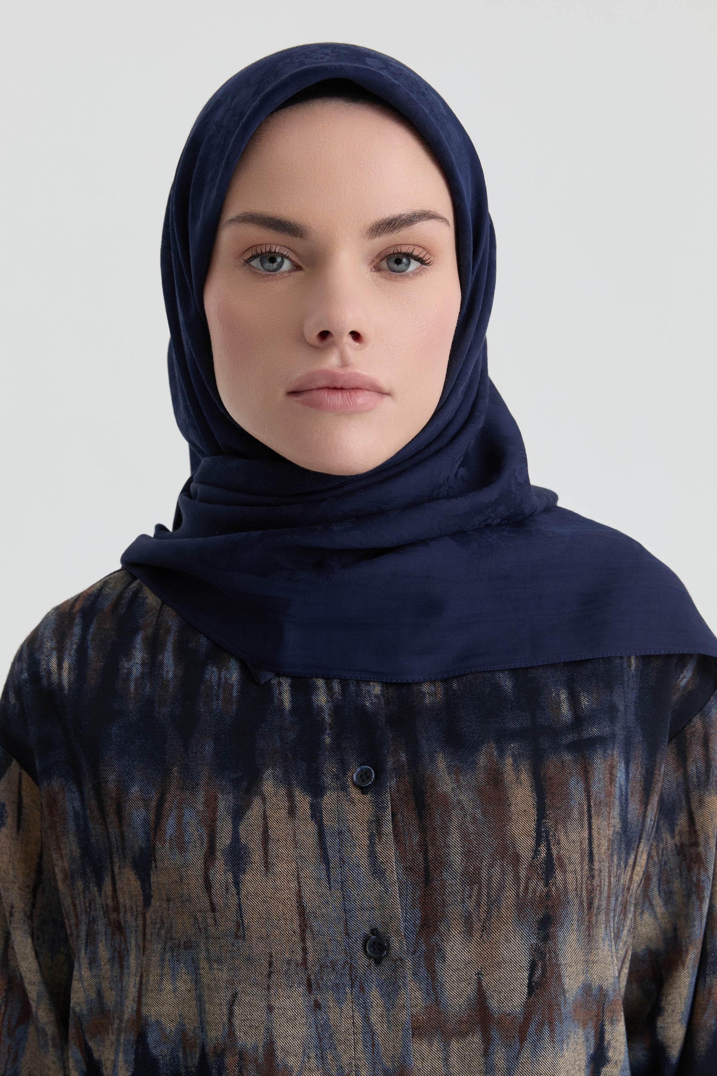 Roza Jakar Eşarp - Lacivert TUGBA