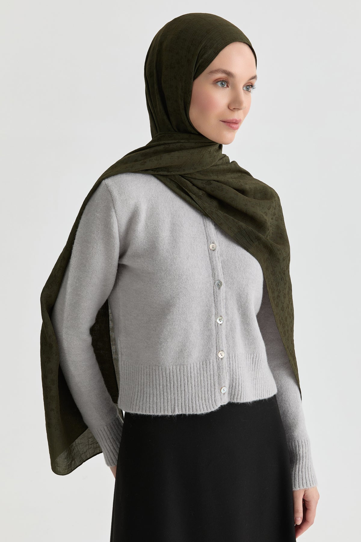 Tulin Jacquard Shawl - Khaki