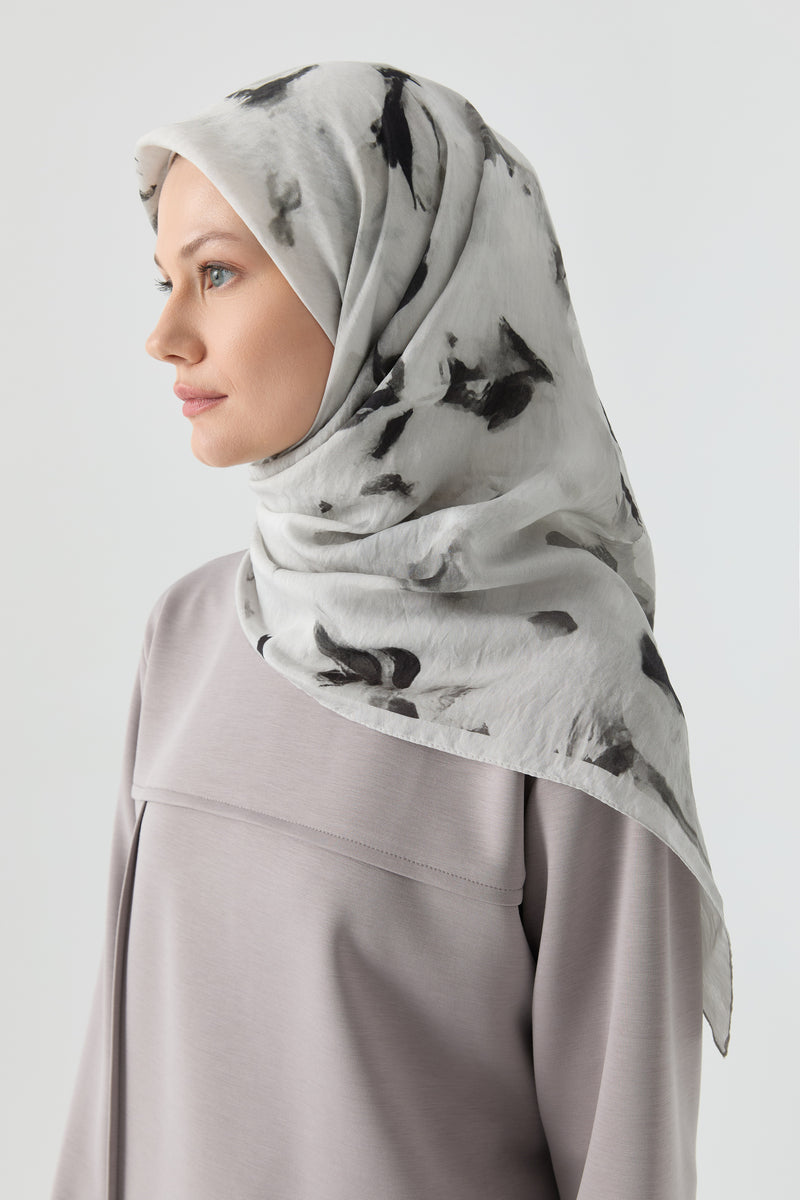 Hülya Natural Eşarp - Gri TUGBA