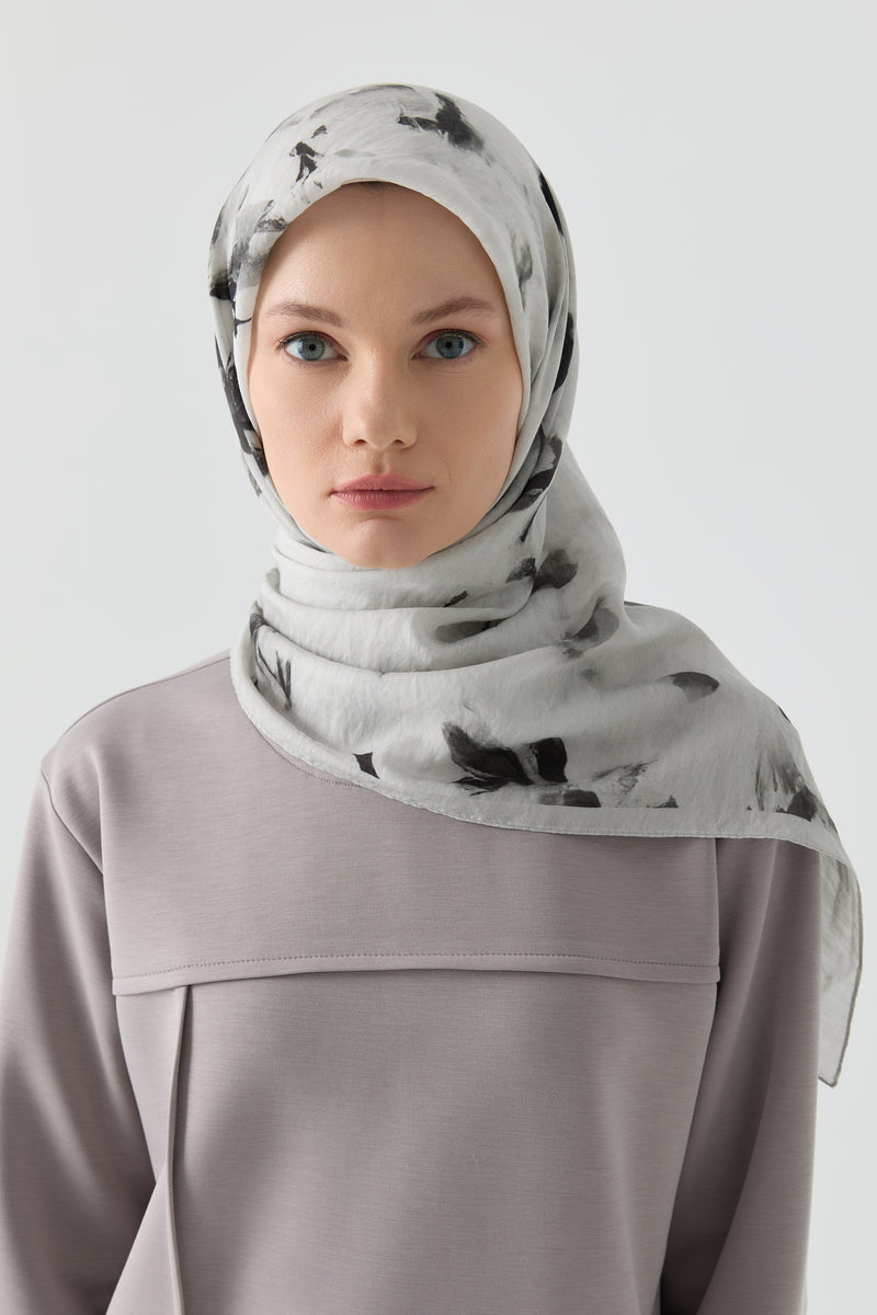Hülya Natural Eşarp - Gri TUGBA