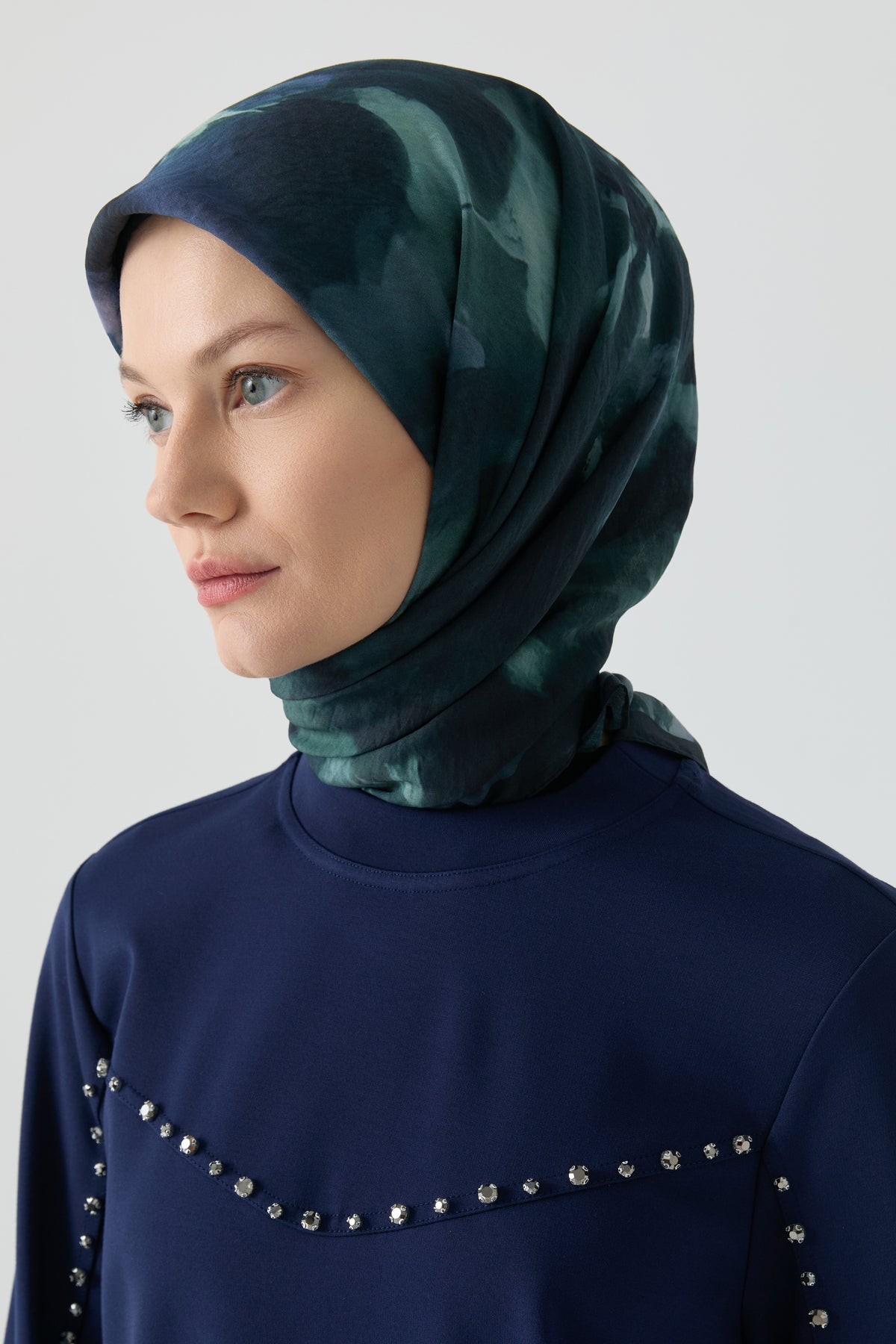 Bufanda Hulya Natural - Verde Lago