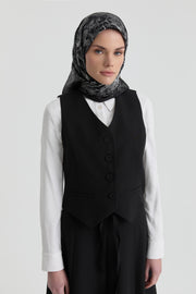 Belva Twill İpek Eşarp - Siyah TUGBA