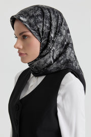 Belva Twill İpek Eşarp - Siyah TUGBA
