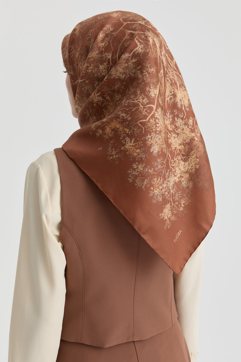 Belva Twill İpek Eşarp - Kiremit TUGBA