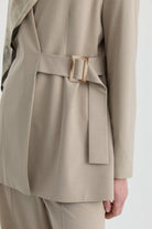 V Yaka Blazer Ceket - Bej TUGBA