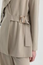 V Yaka Blazer Ceket - Bej TUGBA