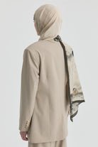 V Yaka Blazer Ceket - Bej TUGBA