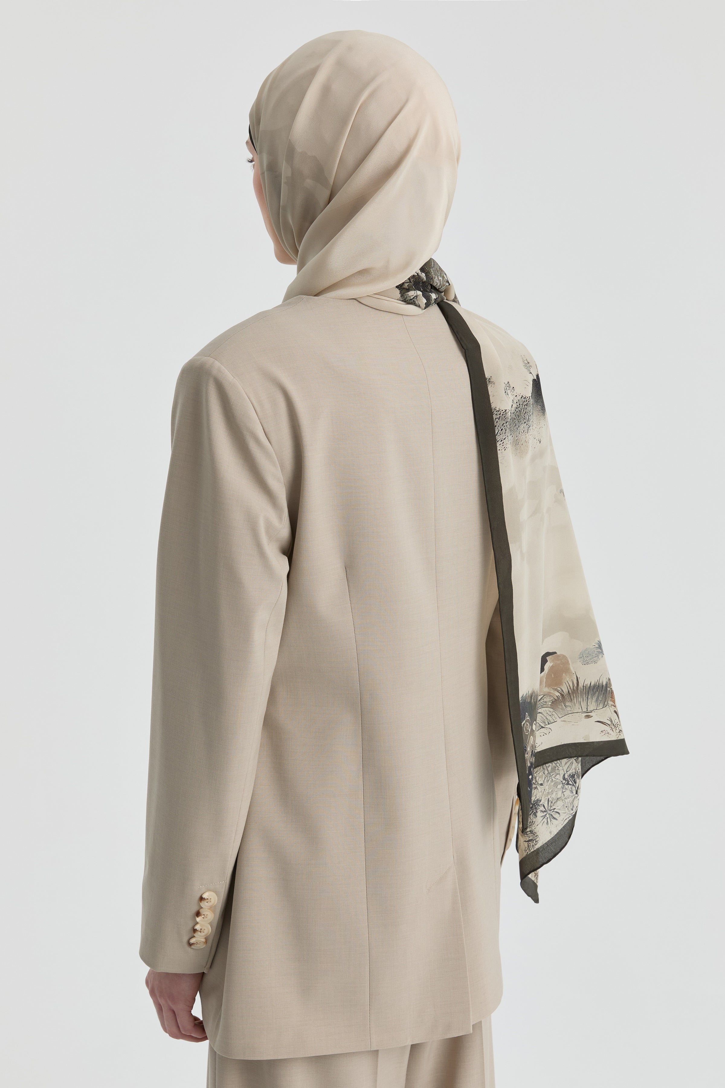 V Yaka Blazer Ceket - Bej TUGBA