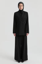 V Yaka Blazer Ceket - Siyah TUGBA