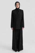 V Yaka Blazer Ceket - Siyah TUGBA