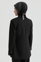 V Yaka Blazer Ceket - Siyah TUGBA