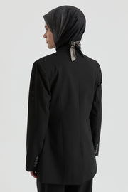 V Yaka Blazer Ceket - Siyah TUGBA