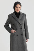 Kruvaze İnce Kuşaklı Kaban - Antrasit TUGBA