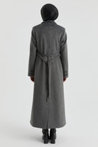 Kruvaze İnce Kuşaklı Kaban - Antrasit TUGBA