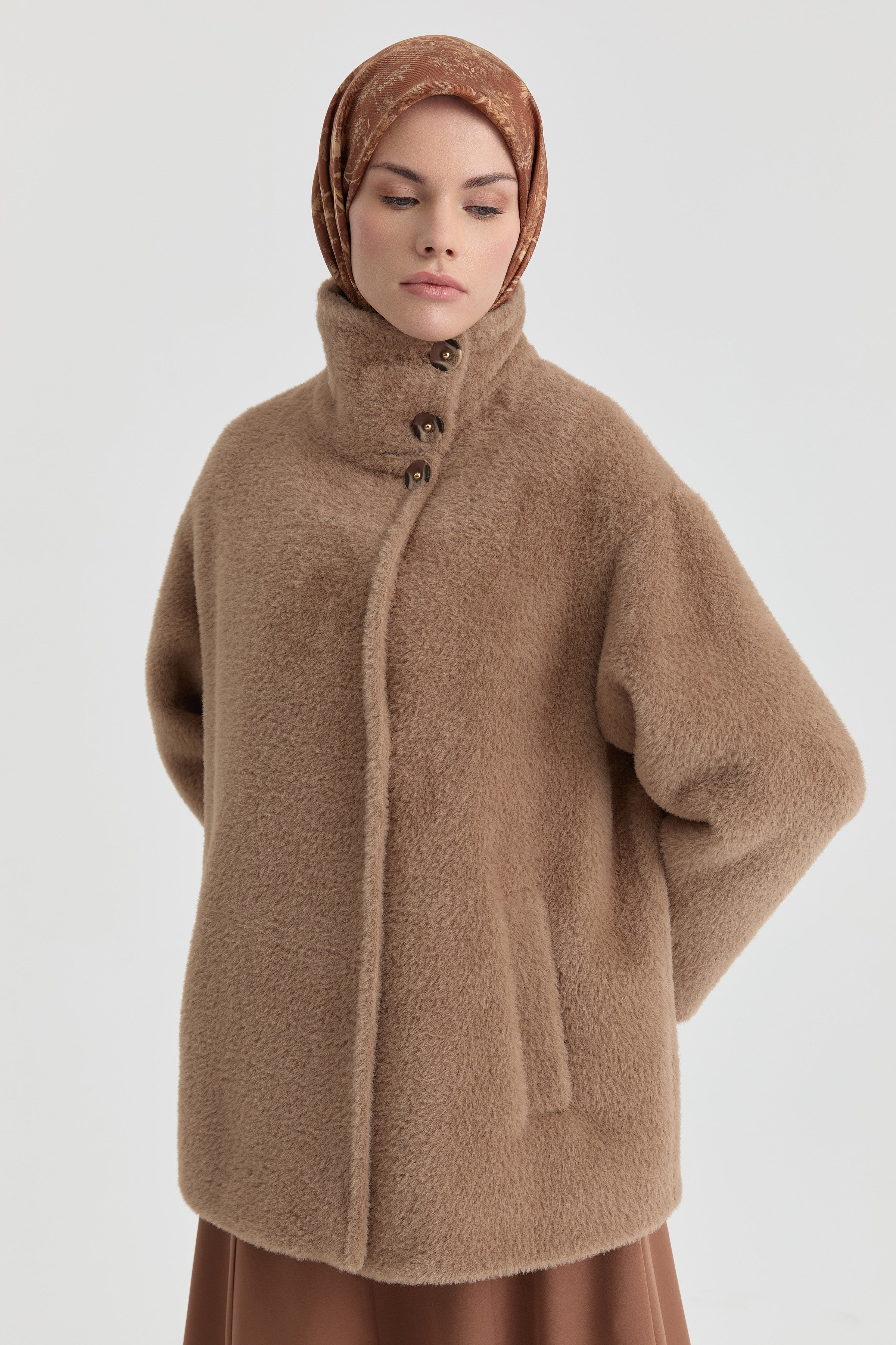 Dik Yakalı Mont - Vizon TUGBA