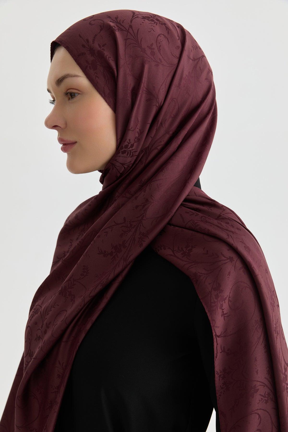 Elif Jakar Natural Şal - Bordo TUGBA