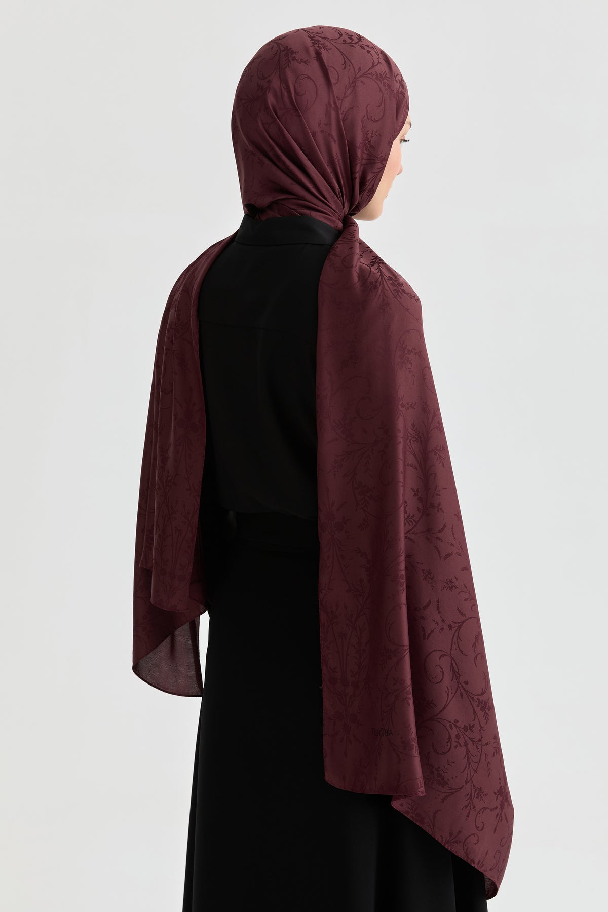 Elif Jakar Natural Şal - Bordo TUGBA