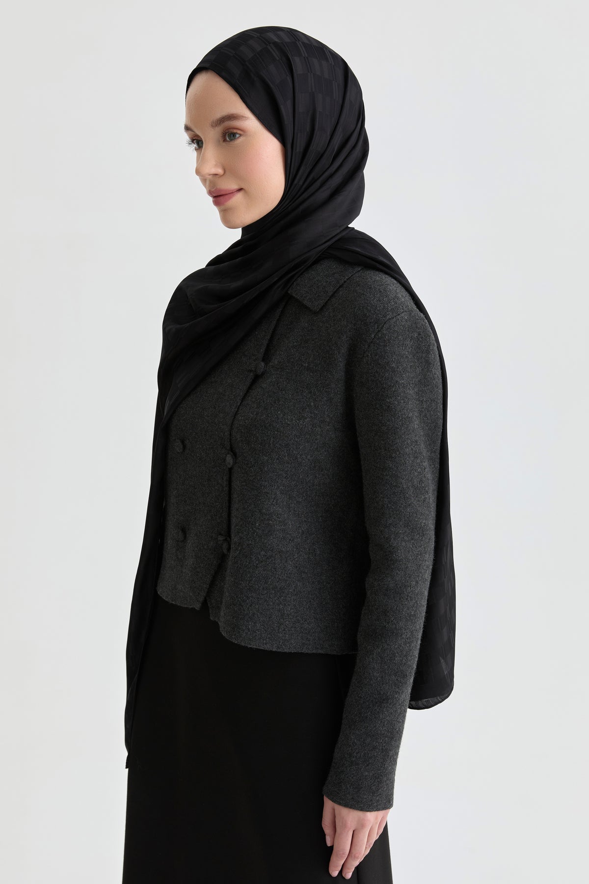 Erna Jakar Natural Şal - Siyah TUGBA