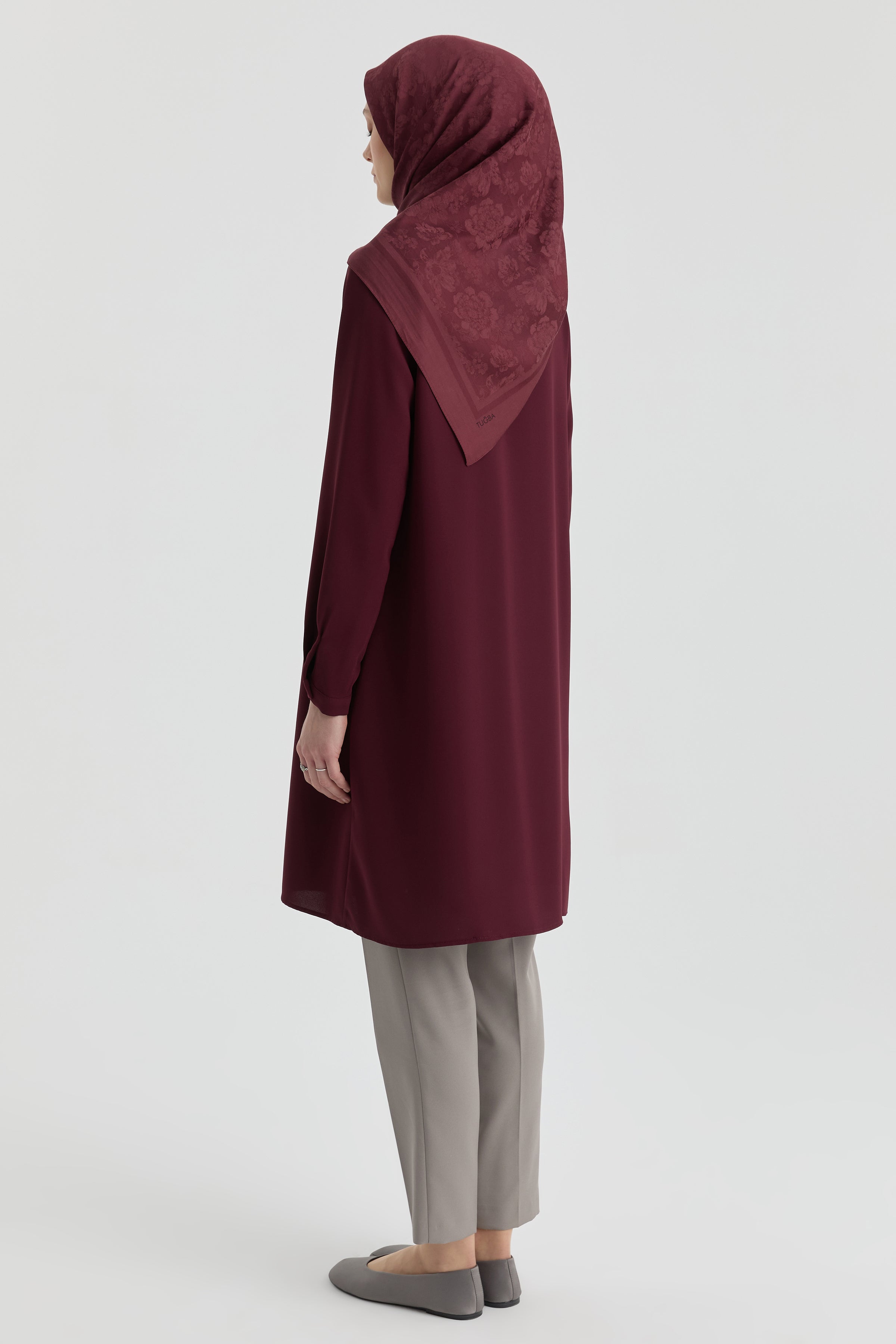 Hakim Yaka Gizli Patlı Tunik - Bordo TUGBA