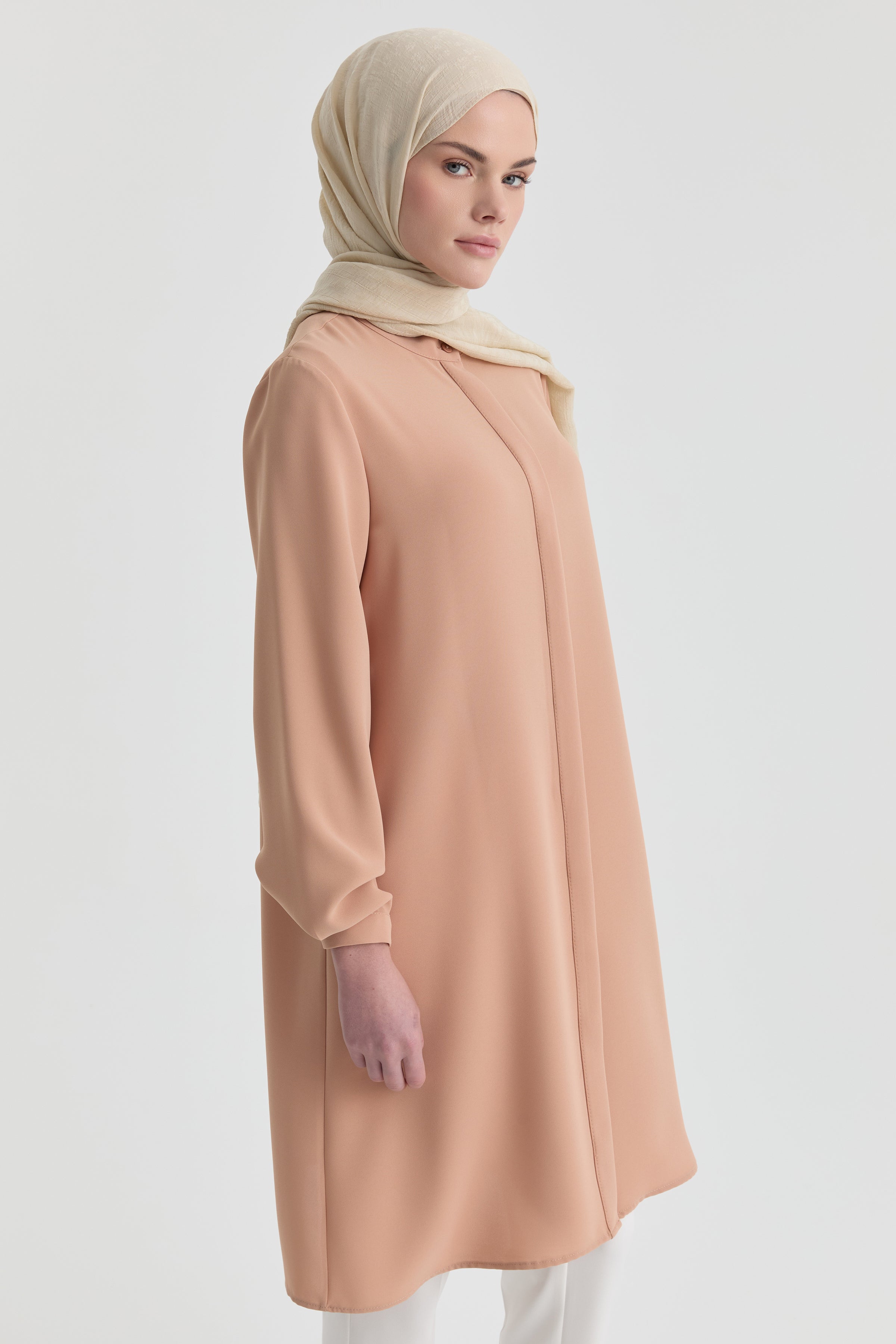 Hakim Yaka Gizli Patlı Tunik - Somon TUGBA